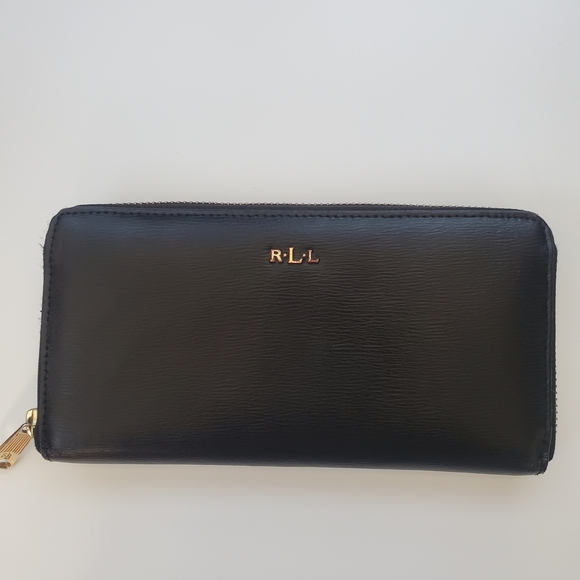 Lauren Ralph Lauren Handbags - Lauren Ralph Lauren Black Wallet with Gold Zipper